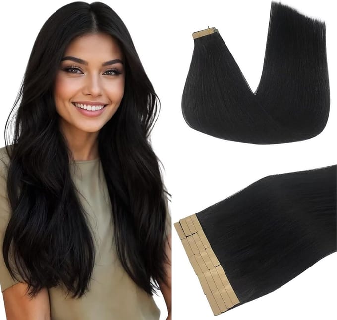 Tape-in Haarverlenging Echt Haar Diepzwart 35cm Remy Kwaliteit