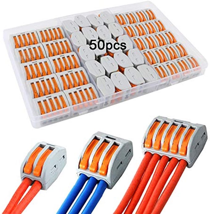 Geassembleerde Compacte Draadconnectoren Set 50Pcs - Push-in Kabelverbinder en Hefboom-Moer Klemmen