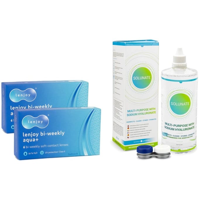 Lenjoy Bi-weekly Aqua+ (12 lenzen) + Solunate Multi-Purpose 400 ml met lenzendoosje