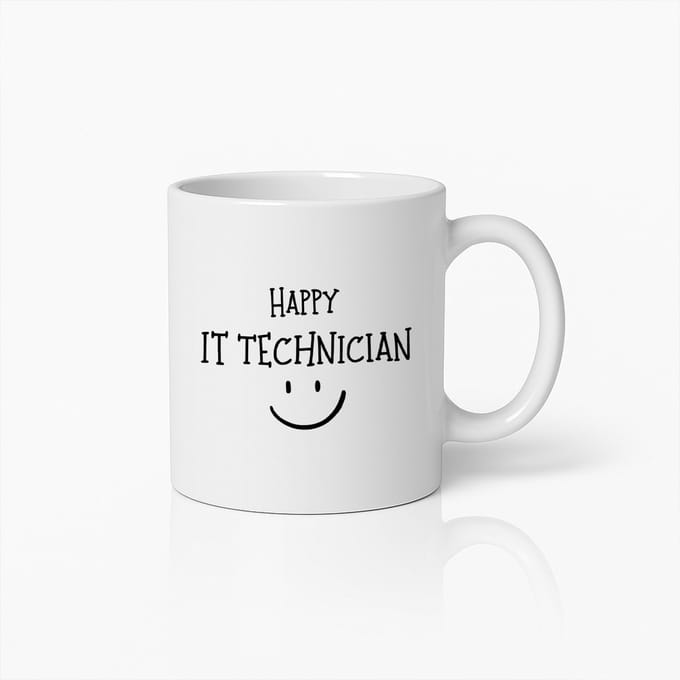 Blije IT Technicus 330ml Keramische Mok – Perfect Cadeau voor Technische Support en IT Professionals