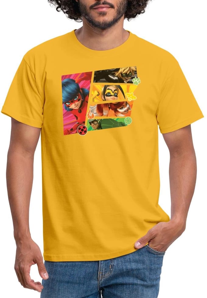 Miraculous Superhelden Ladybug Chat Noir Vesperia T-Shirt Heren