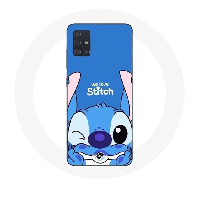 Coque - Maniacase - Galaxy A51 - Stitch mignon - Souple - Protection enfant blauw