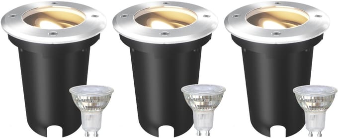 Ledvion LED Grondspot 6 stuks Vierkant GU10 3W 230V 2700K Warm wit IP67