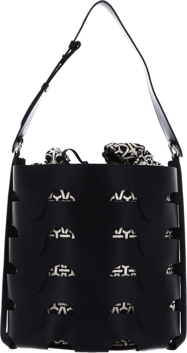COCCINELLE Leren Schoudertas Medhuse Bucket Bag Noir / Multi. Noir Zwart