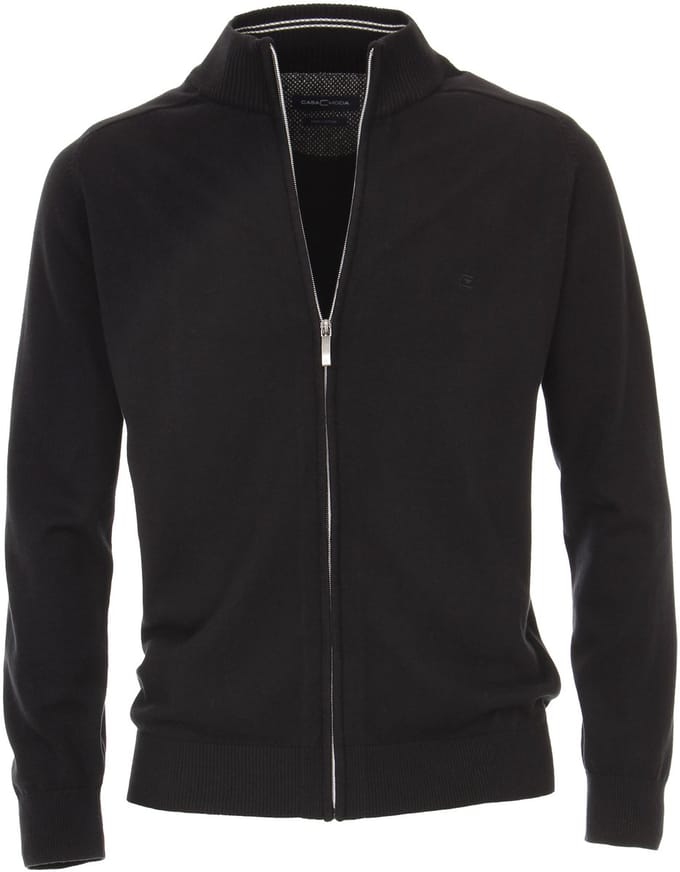 Casa Moda heren vest katoen - zwart (met rits)