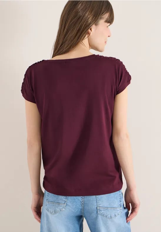 Shirt met korte mouwen en rimpels