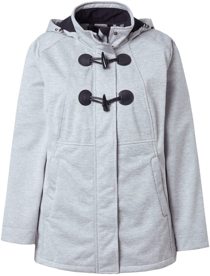 Ulla Popken - Dames - HYPRAR softshell-jas houtje-touwtjeknopen waterafstotend - Lichtgrijs melange - Maat 62+