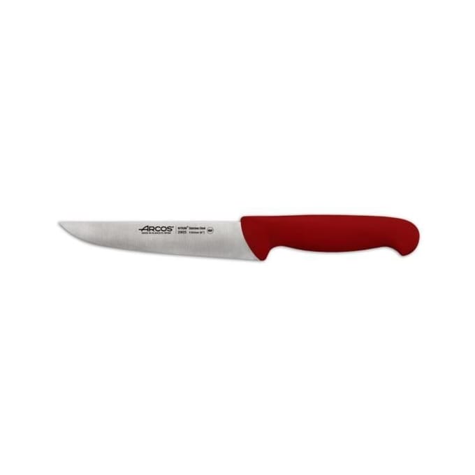 Couteau de cuisine - ARCOS - 2900 - Lame 13 cm - Acier inoxydable NITRUM - Mango ergonomique rouge
