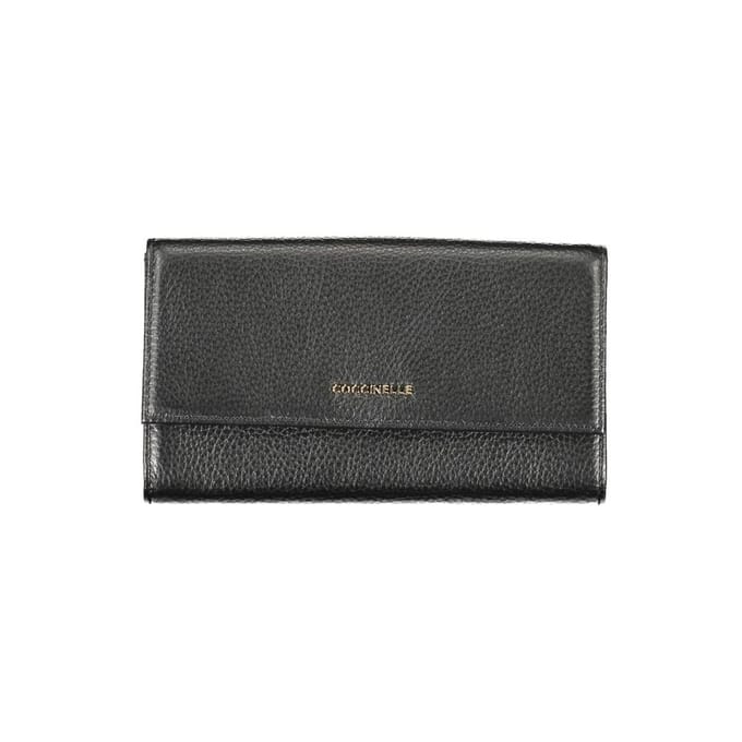 COCCINELLE Leren Portemonnee Metallic Soft Wallet Noir Zwart