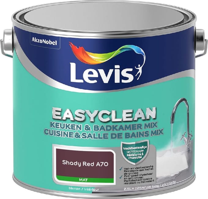 Levis - Easyclean Keuken & Badkamer Mix - Shady Red A70 - Mengverf - 2,5 L