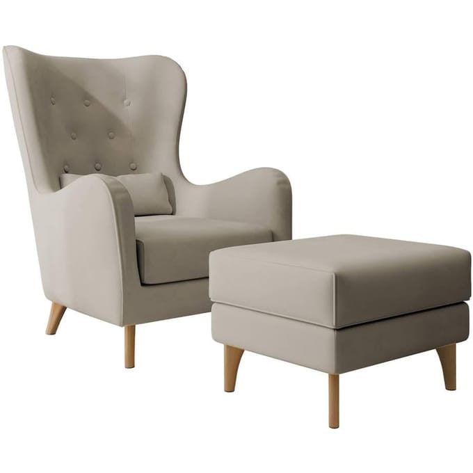 Fauteuil met hocker Casara velvet | NADUVI Collection