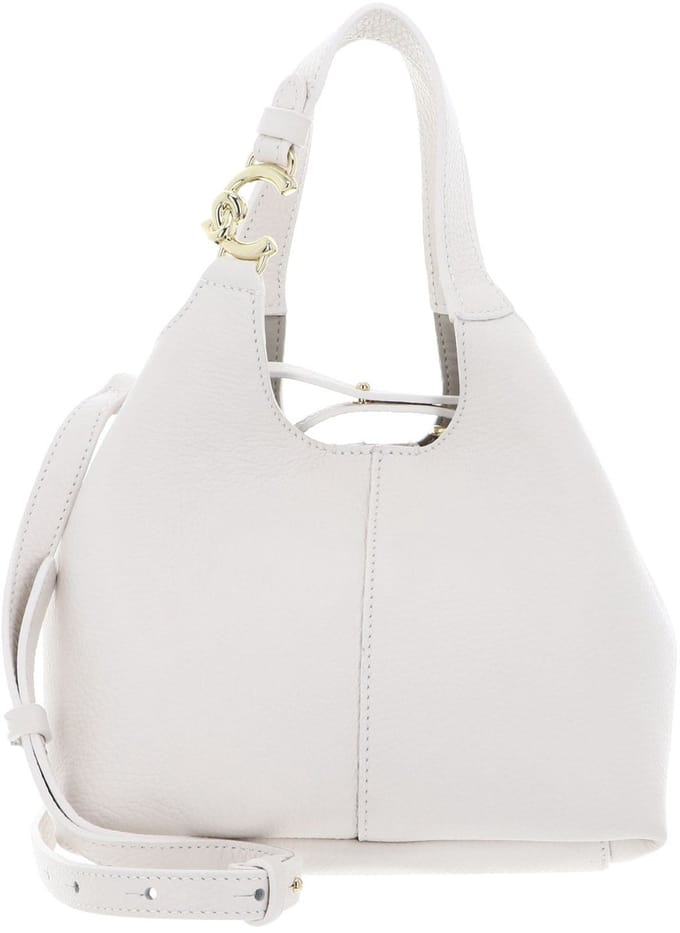 COCCINELLE Leren Handtas Schoudertas C-Easy Crossbody Bag Blanco Crème