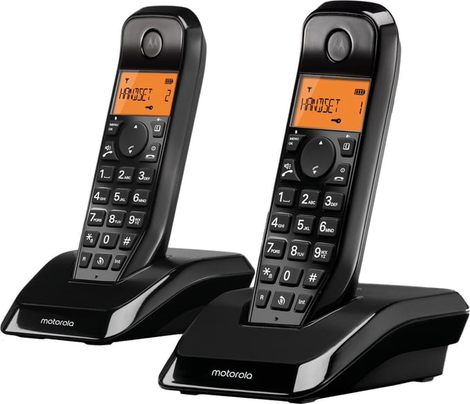 Draadloze telefoon - glanzend en matzwart - 2 handsets - 1202