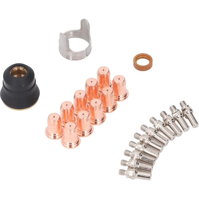 Ensemble de 23 pièces Consommables pour Coupeur Plasma Buse de Coupe Plasma Électrode Coupe de Protection et Anneau
