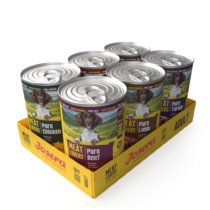 Josera Meatlovers Pure 12 x 400 g Hondenvoer - Mixpaket (4 Soorten, nieuw Design)