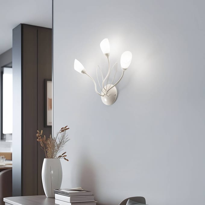 Jupiter Wandlamp Gloriosa, crème, glas, 3-lamps