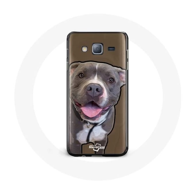 Case voor Samsung Galaxy J3 Pitbull Dog Wit Grijs