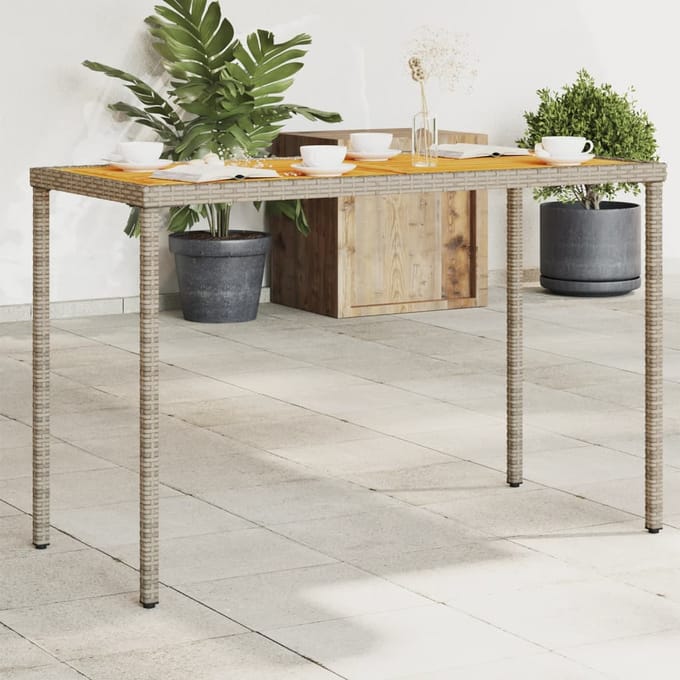 vidaXL - Tuintafel - met - acaciahouten - blad - 115x54x74 - cm - poly - rattan - grijs