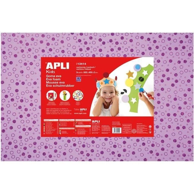 APLI Pochette 1 feuille de mousse caoutchouc - Lilas imprimée rond Violets paars