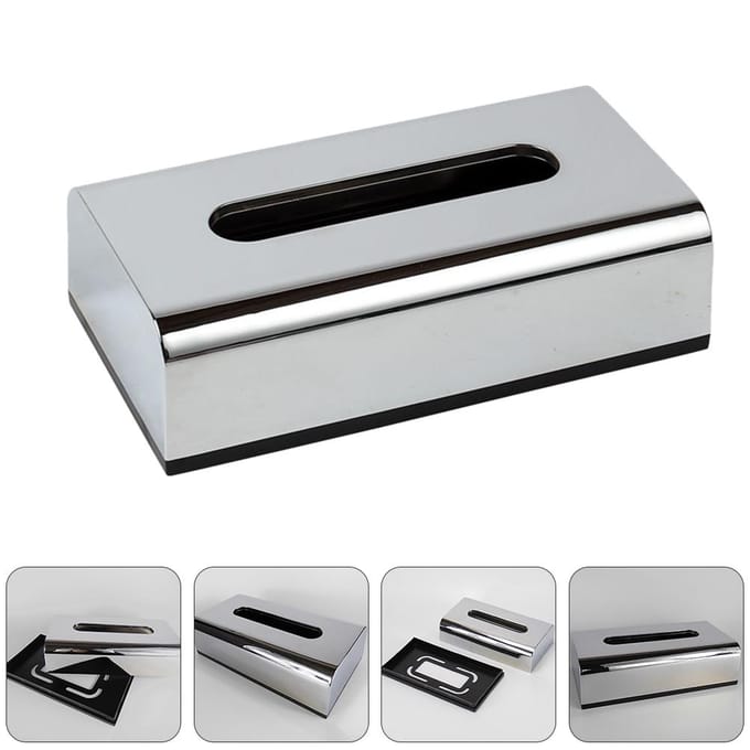 Boîte à mouchoirs de table, étui à serviettes, organisateur de vanité, support de conteneur décoratif, distributeur en plastique, moderne, argenté, élégant white