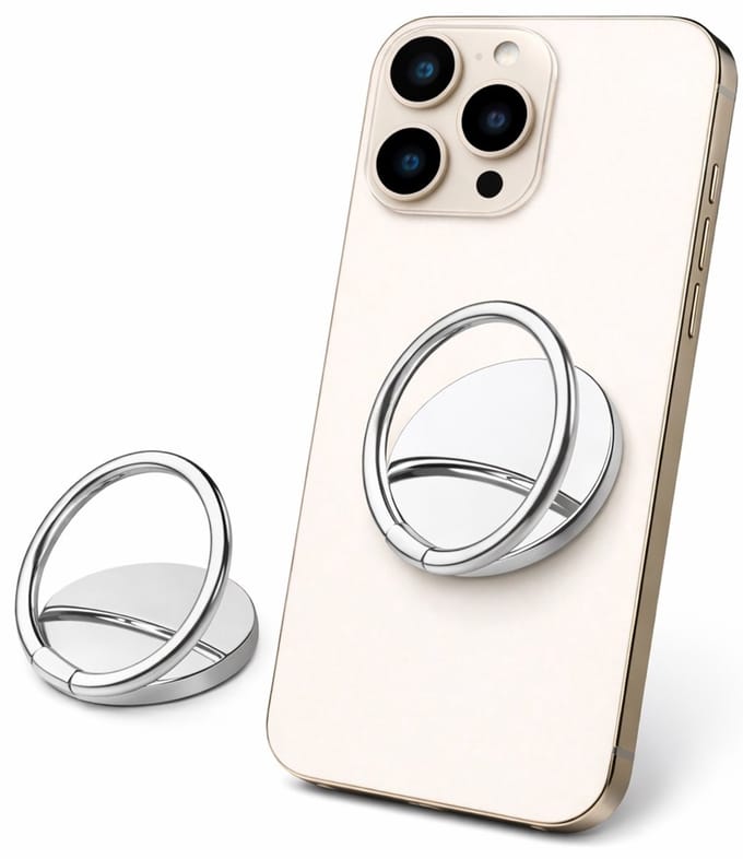 Ring Houder Draaibaar I Ring Button I Telefoonbutton I Telefoon Standaard I Telefoon Ring Houder I Zilver