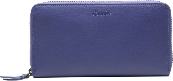 Esquire Leren Portemonnee Peru Zip Around Wallet Night Blue Blauw