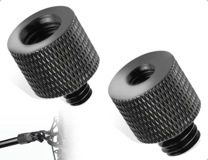Draadadapter set van 2 stuks, aluminium microfoonstandaard met 1/4" naar 3/8" schroef voor camera en verlichting accessoires