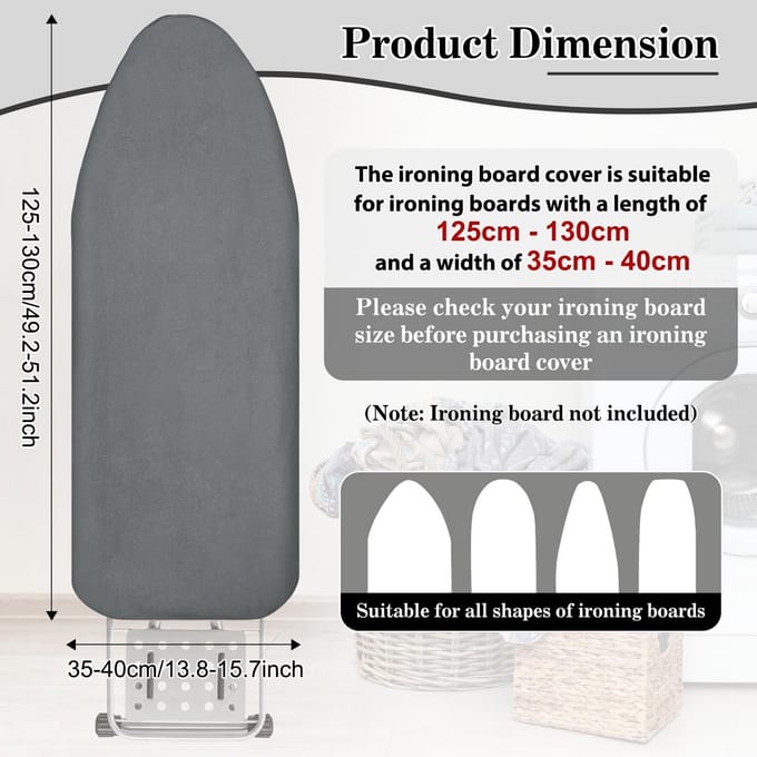 Strijkplankovertrek Katoen Elastisch voor Strijkplanken 125-130x35-40cm Grijs