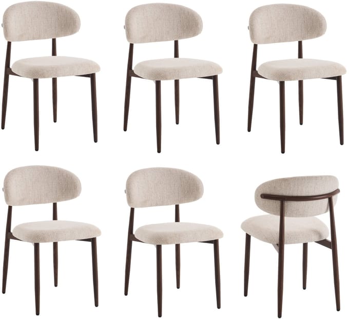Furnihaus Eetkamerstoelen set van 6 - Celia beige - Japandi kuipstoel