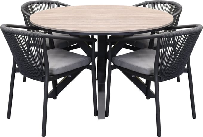 Quincy Apollo dining tuinset 120xH75 cm rond 5 delig polywood