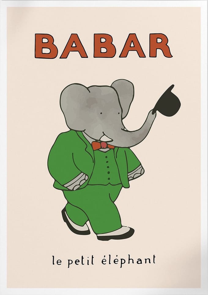 50 Years Of Babar (Babar de Olifant) | Poster | B2: 50 x 70 cm