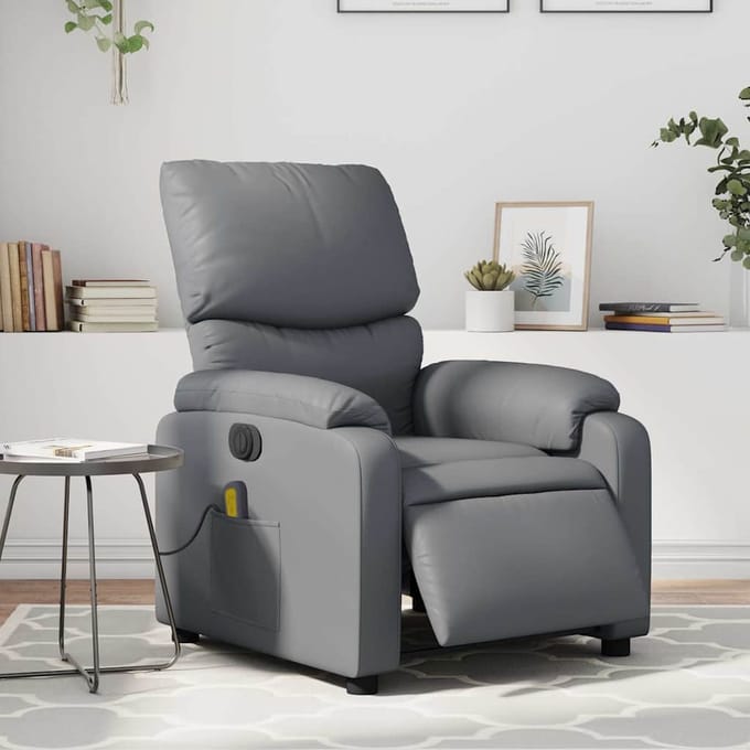 vidaXL - Massagestoel - verstelbaar - elektrisch - kunstleer - grijs