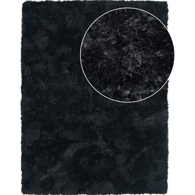 Hoogpolig tapijt Silvana zwart 80x150 cm