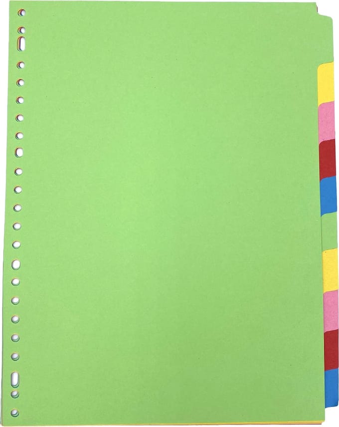 DULA Tabbladen gekleurd karton - 10 tabs - A4 - 23 gaten - 5 kleuren