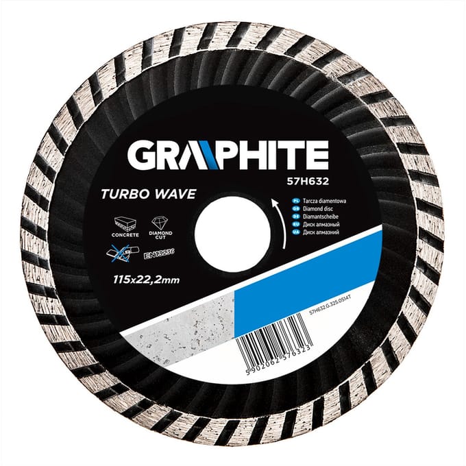 Graphite 57H632 Diamantschijf 115x22x6,0x2,4mm, Turbo Wave, MPA EN13236