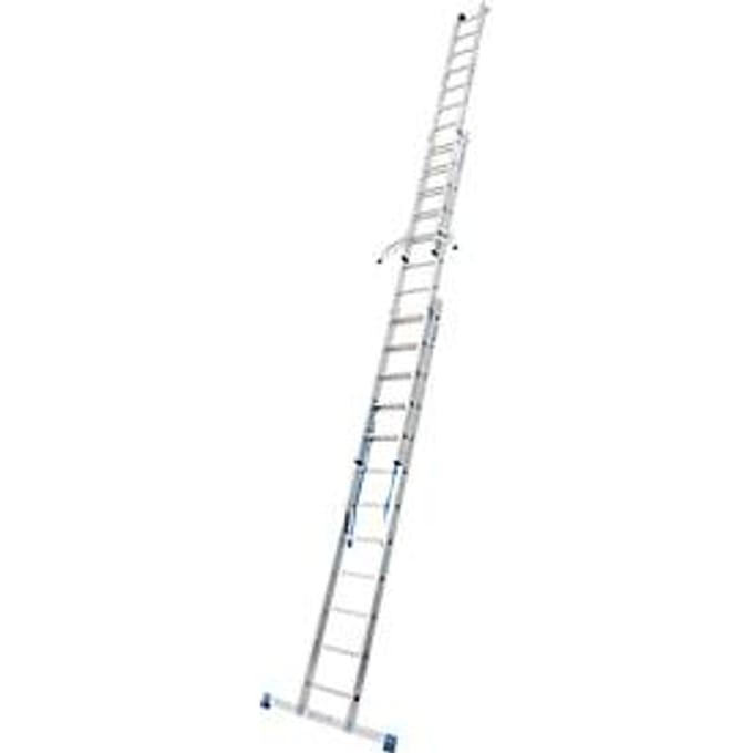 Multifunctionele ladder van aluminium 3 x 12 sporten, met trigon-dwarssteun