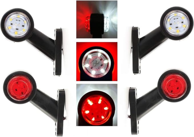 4 Stuks Mini LED Markeringslichten Rood Wit 12V/24V voor Bestelwagen en Trailer