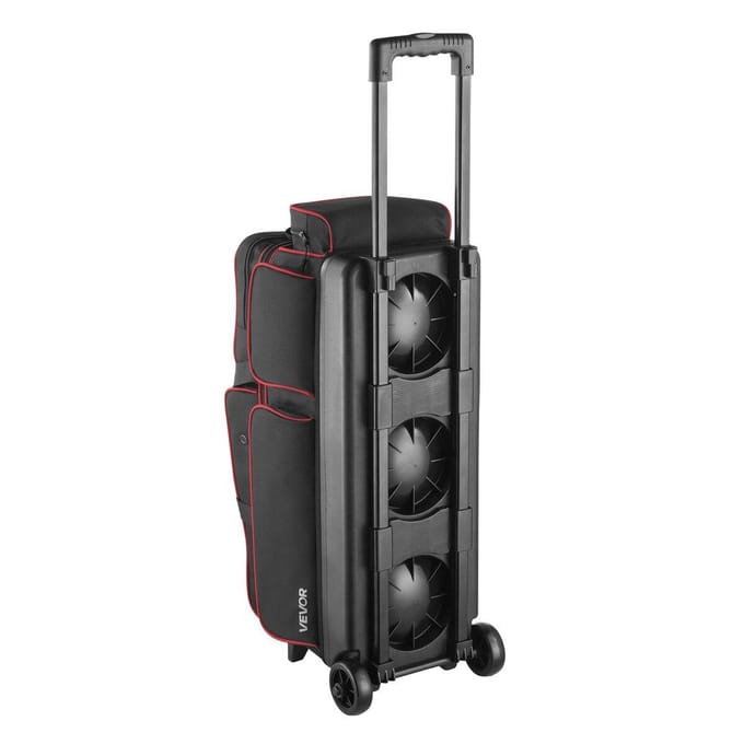 Sac de Bowling 3 Boules avec Roues Double Rouleur Sac de Bowling Compartiment à Chaussures