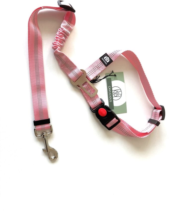 Cavlicious® hondengordel - autogordel hond - 3-in-1 - fluo roze