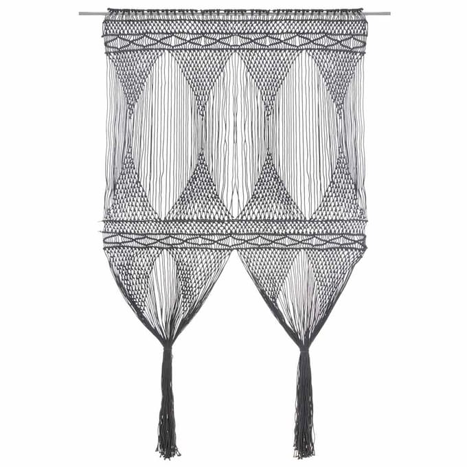 vidaXL - Gordijn - macramé - 140x240 - cm - katoen - antraciet