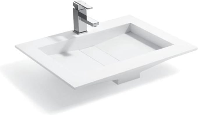Mawialux inbouw wastafel - Solid surface - Zonder kraangat - Mat wit - 80x49x11cm - Ash