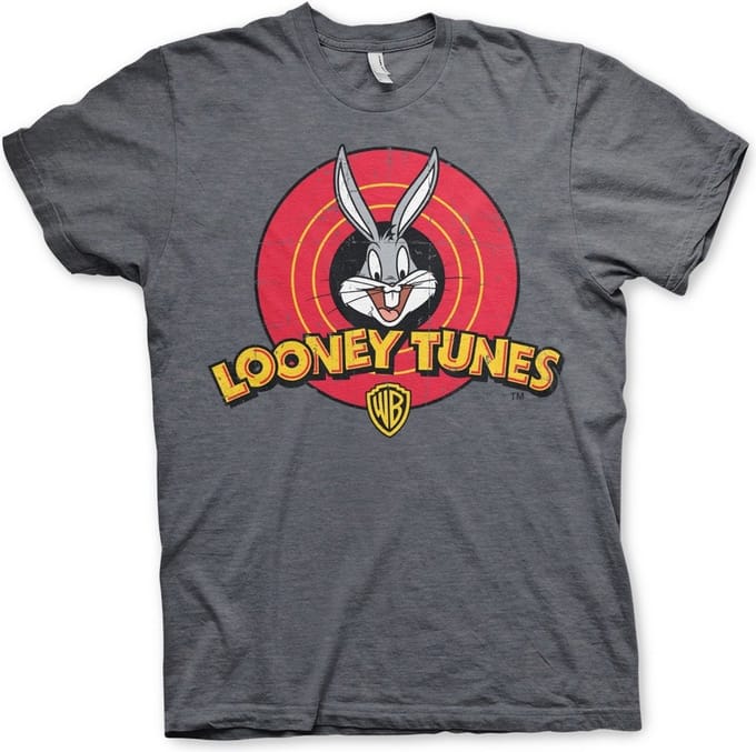 Looney Tunes T-shirt met verweerd logo, donker gemêleerd