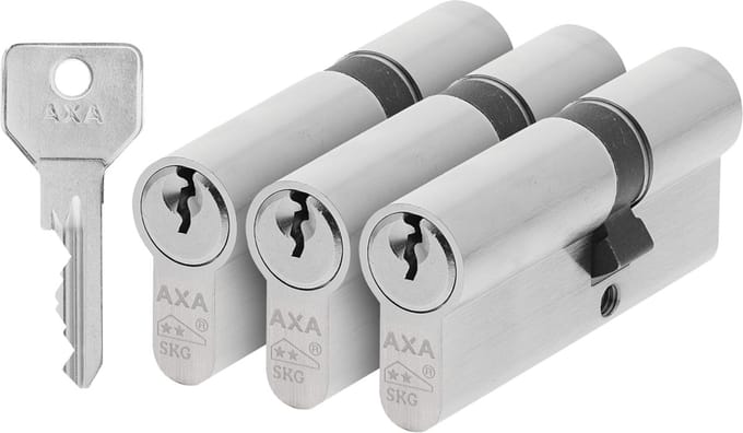 AXA Dubbele veiligheidscilinders (Security) 30-45 mm:  3 stuks gelijksluitend - SKG**