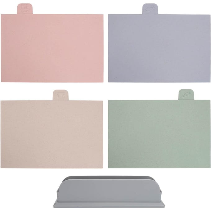 Ensemble de 4 planches à découper à code couleur avec support Utilisation double face Planche à découper en plastique classifiée beige
