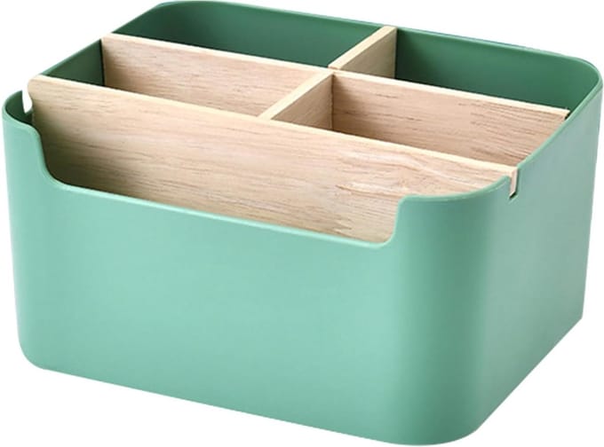 Houten pennenhouder en multifunctionele organizer voor bureau, opbergdoos en sieradenhouder, desk accessoires
