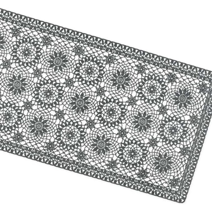 Unique Living | tafelloper amira vinyl 40x150cm dark grey