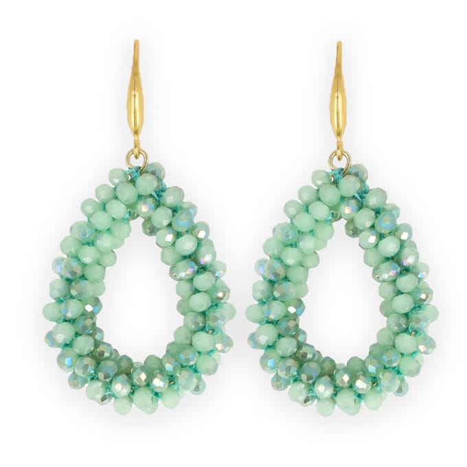 Lajetti - Mosgroene Druppel Oorbel Dames - Beads Earring Stainless Steel