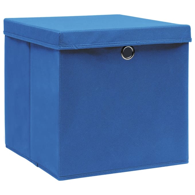 vidaXL - Opbergboxen - met - deksel - 4 - st - 28x28x28 - cm - blauw