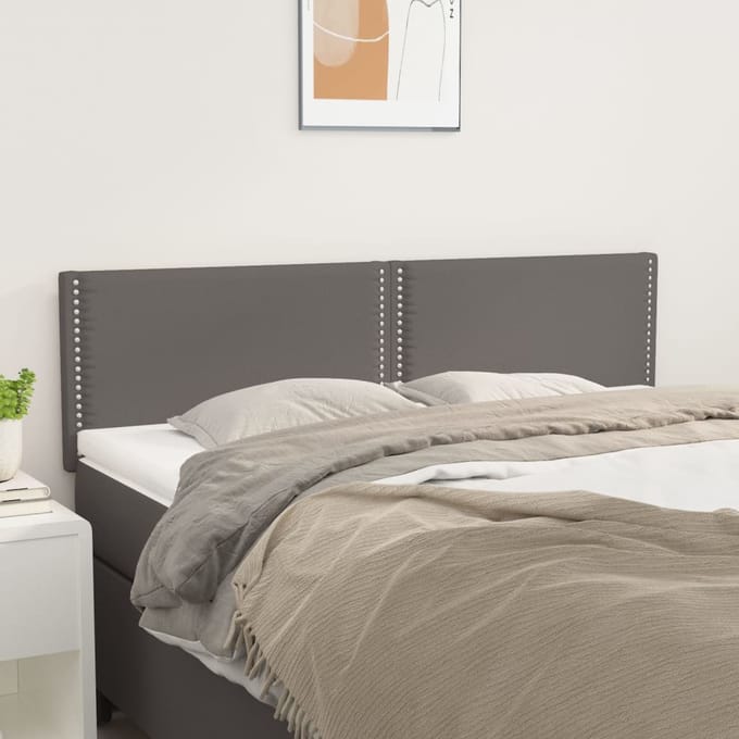 vidaXL - Hoofdborden - 144x5x78/88 - cm - kunstleer - grijs