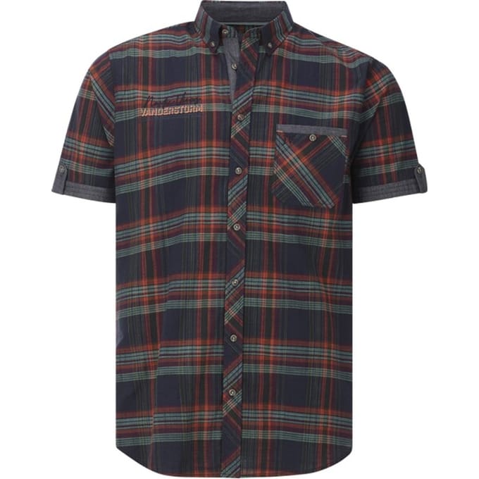 Jan Vanderstorm herren Overhemd Met Korte Mouwen - 43/44 - donkerblauw - Plus Size